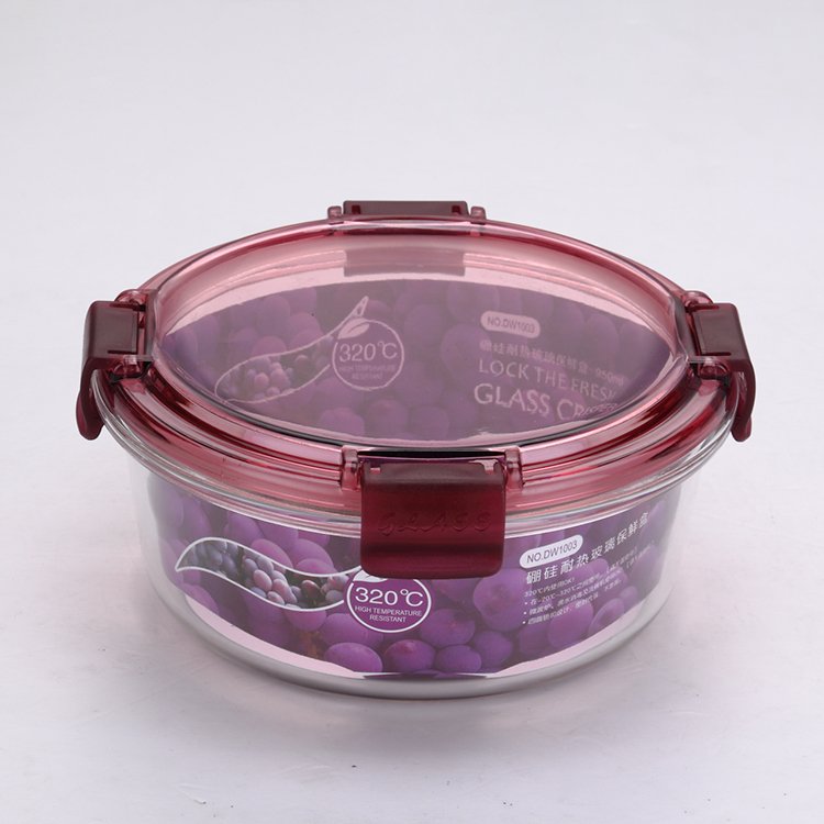 Different capacity microwavable round crisper box square rectangular high borosilicate glass food storage container set