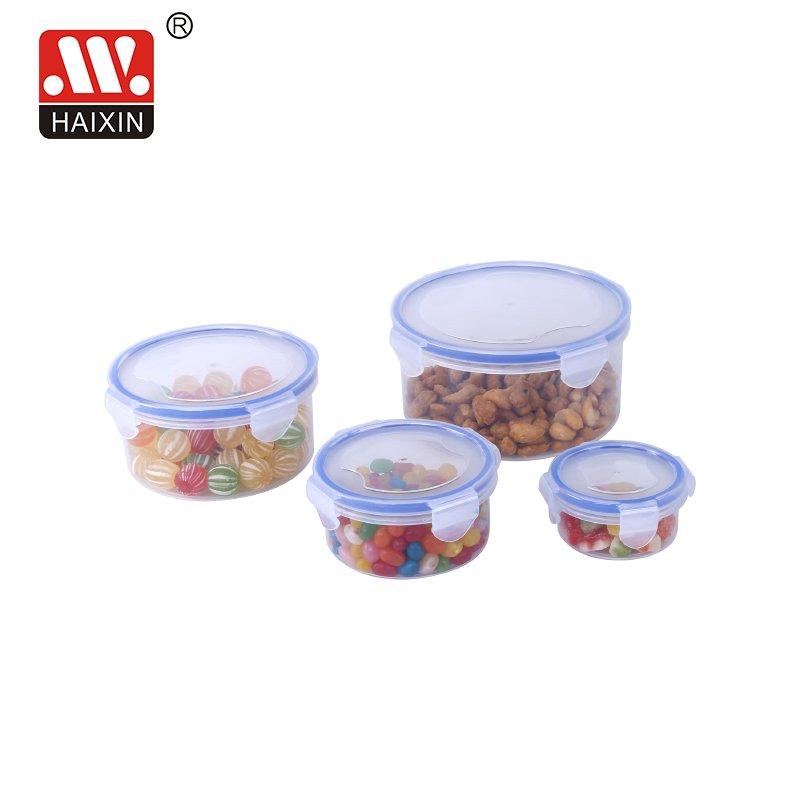 Sustainable European Take Out Home Kitchen Grain Fruit Nut Pantry Round Food Plastic Storage Box Food Containers Customized