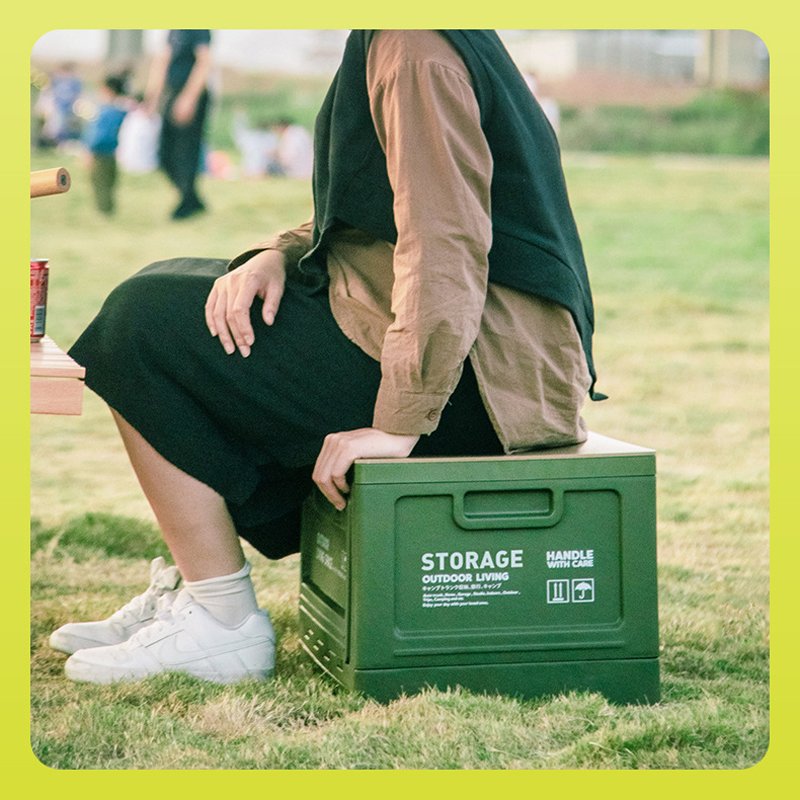 Collapsible Storage Bin With Lid 50L Outdoor Plastic Folding Storage Box Container Multifunctional For Camping