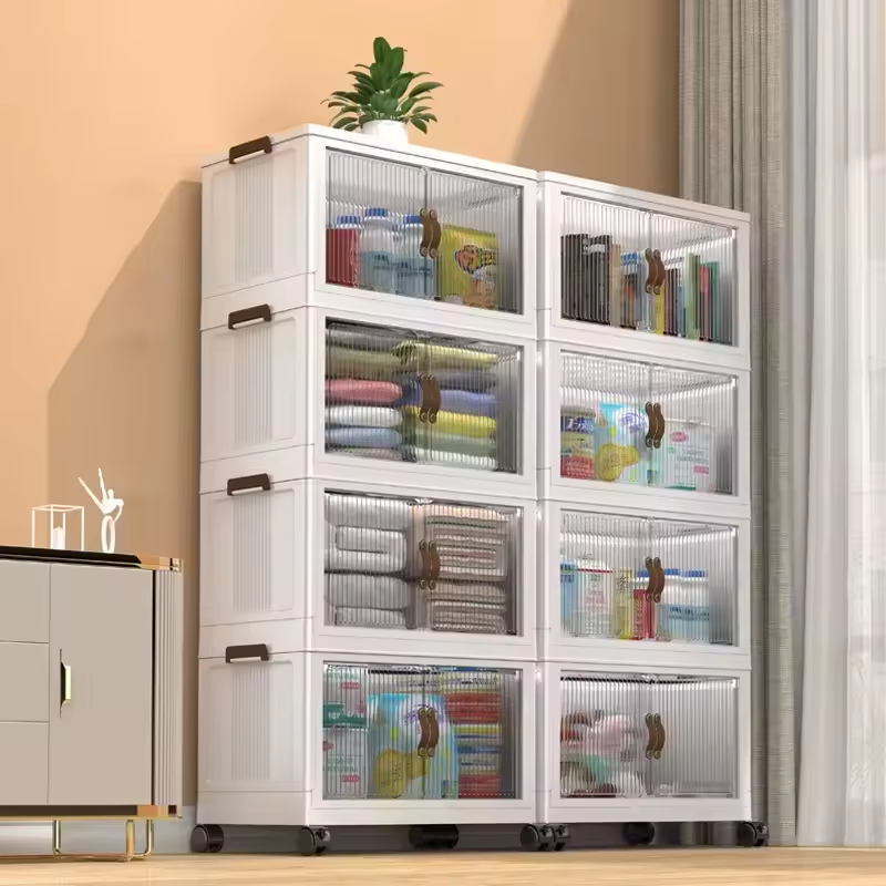 Foldable plastic storage cabinet for living room and bedroom high-quality storage container