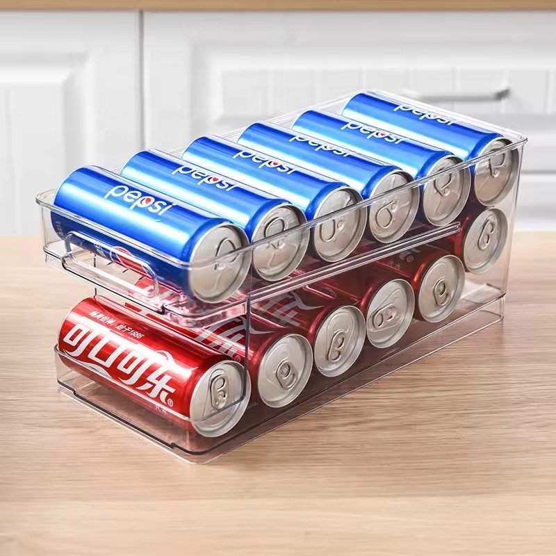 Fridge Beverage Bottle Storage Dispenser Box Pop Soda Can Drink Storage Container Holder Refrigerator Food Storage Container