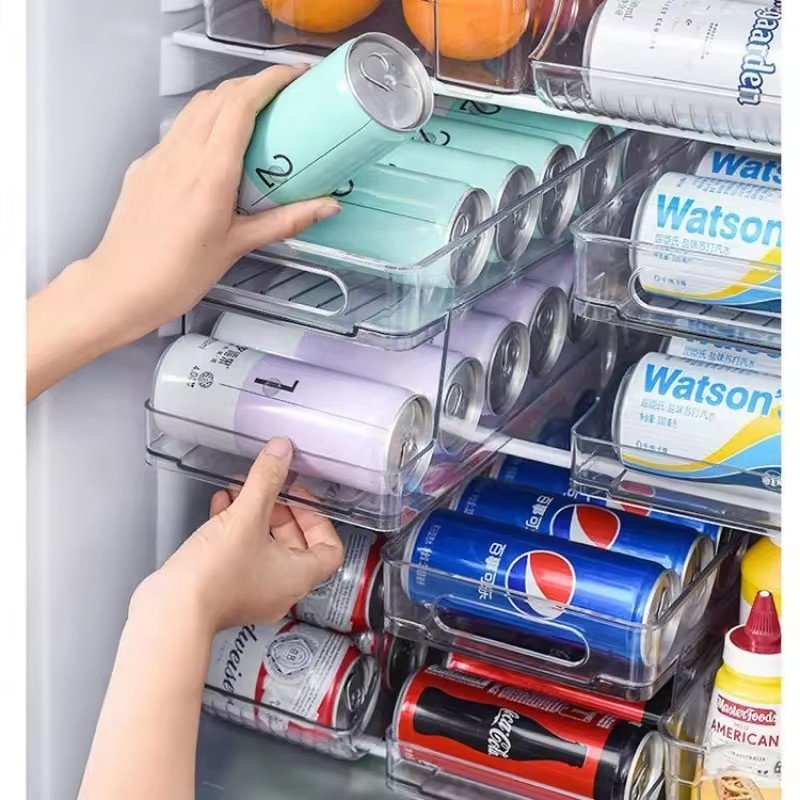 Fridge Beverage Bottle Storage Dispenser Box Pop Soda Can Drink Storage Container Holder Refrigerator Food Storage Container