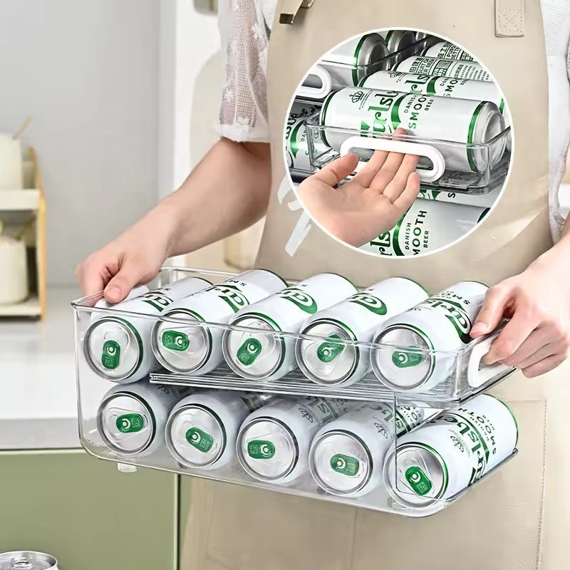 Fridge Beverage Bottle Storage Dispenser Box Pop Soda Can Drink Storage Container Holder Refrigerator Food Storage Container