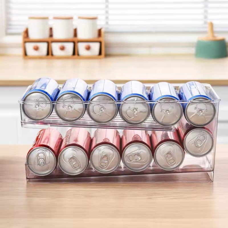Fridge Beverage Bottle Storage Dispenser Box Pop Soda Can Drink Storage Container Holder Refrigerator Food Storage Container