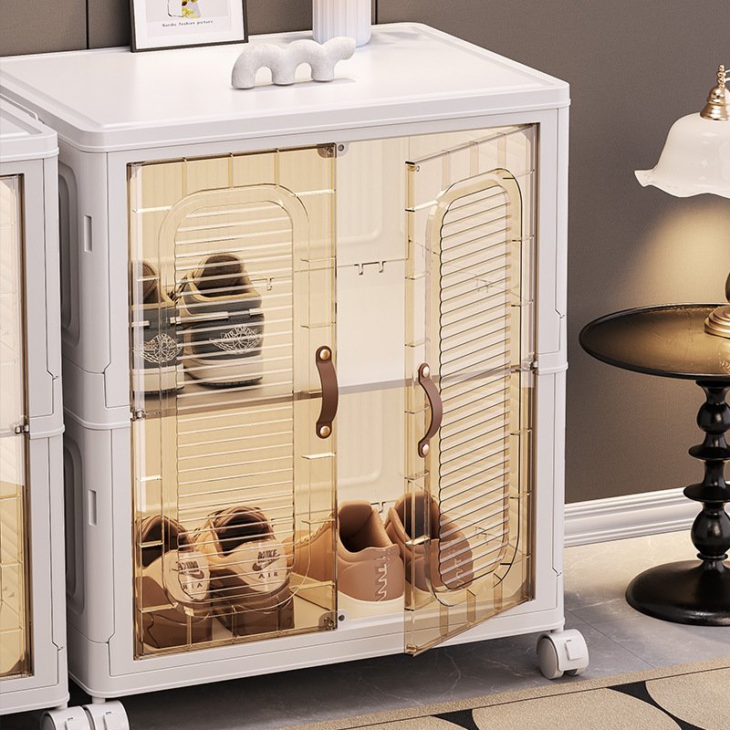 XJH Transparent Plastic Pull-Out Shoe Cabinet Space-Saving Folding Multifunctional Food Storage Rack Modern Storage Box
