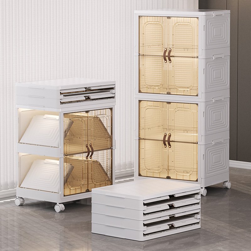 XJH Transparent Plastic Pull-Out Shoe Cabinet Space-Saving Folding Multifunctional Food Storage Rack Modern Storage Box