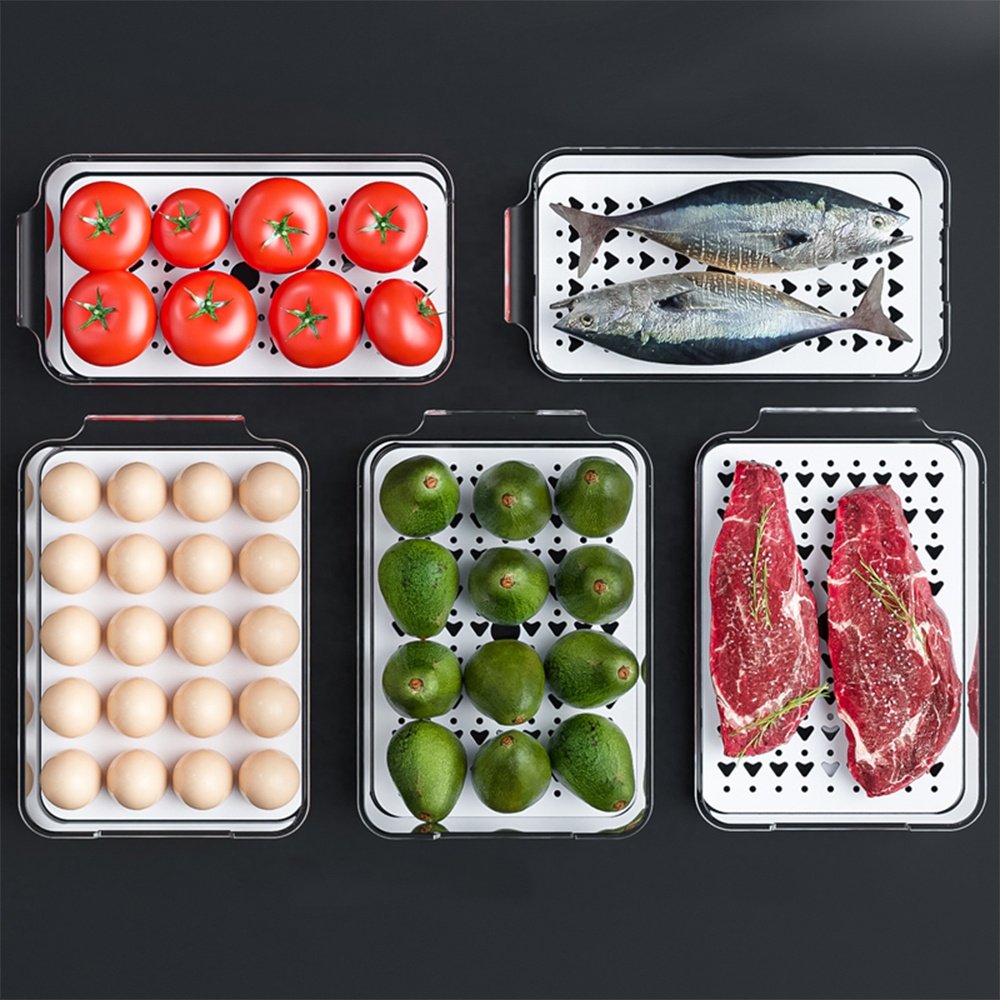 Plastic Refrigerator Pantry Drawer Vegetable Crisper Storage Organizer Pull Out Fridge Storage Box Organizer Set Drawers Bins