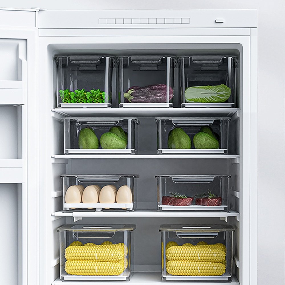 Plastic Refrigerator Pantry Drawer Vegetable Crisper Storage Organizer Pull Out Fridge Storage Box Organizer Set Drawers Bins