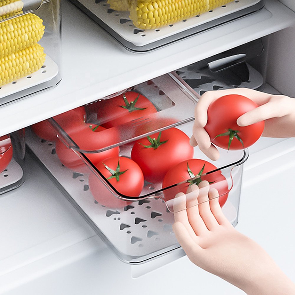 Plastic Refrigerator Pantry Drawer Vegetable Crisper Storage Organizer Pull Out Fridge Storage Box Organizer Set Drawers Bins