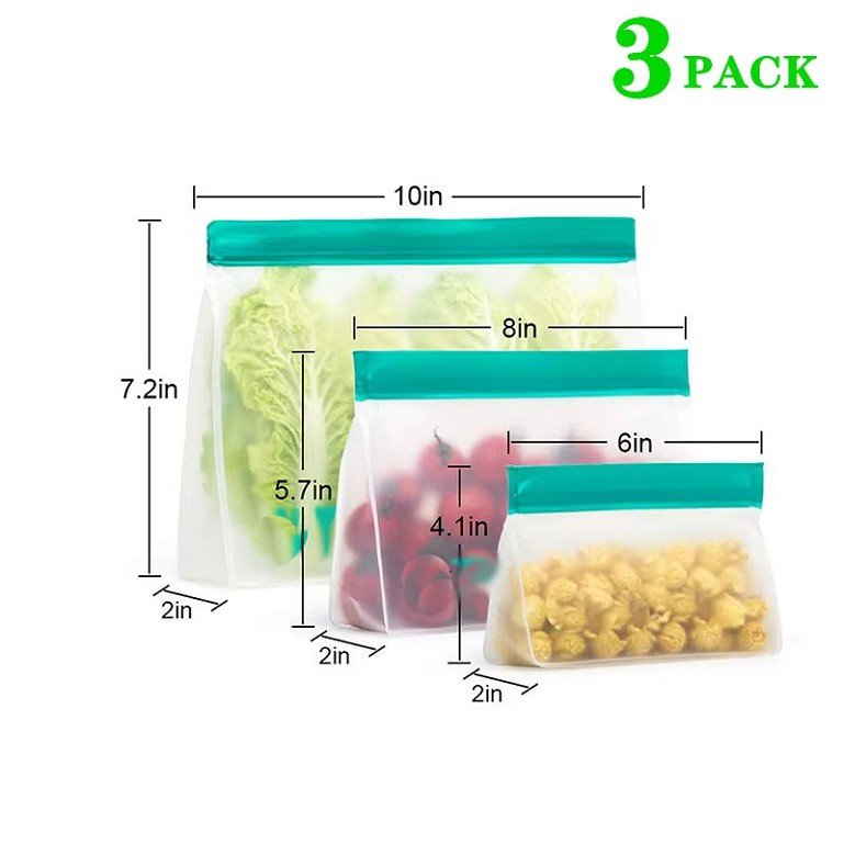 Custom Printed LOGO Reusable Self-sealing peva food storage bag Refrigerated and fresh-keeping bags