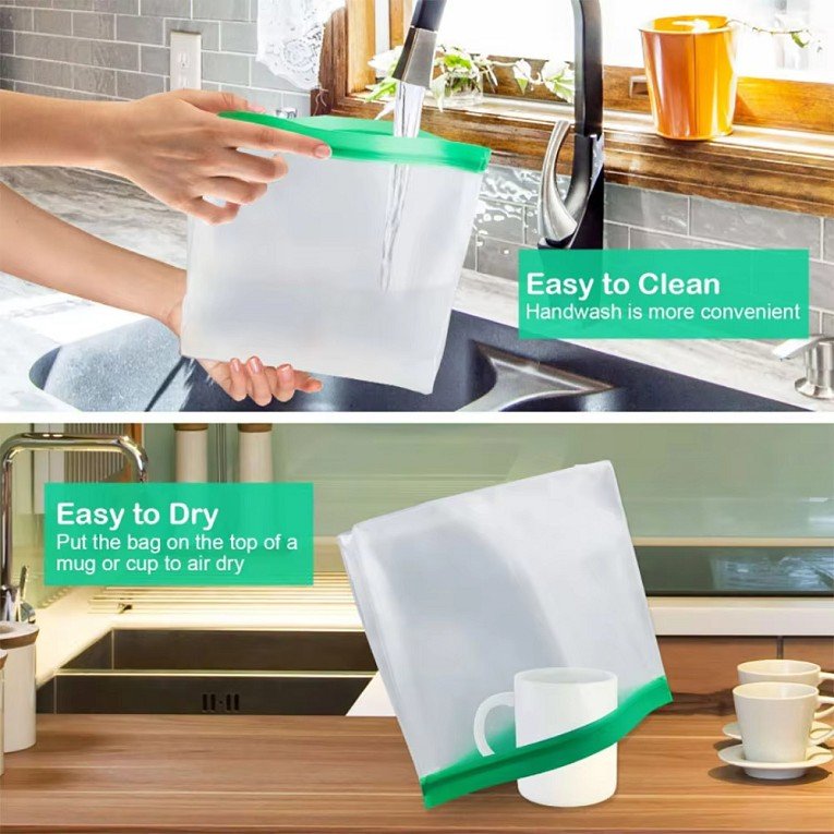 Custom Printed LOGO Reusable Self-sealing peva food storage bag Refrigerated and fresh-keeping bags