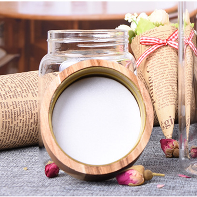 High Borosilicate Glass Jar With Acacia Wood Lid For Food Storage