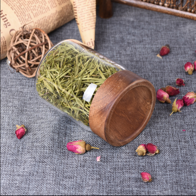 High Borosilicate Glass Jar With Acacia Wood Lid For Food Storage