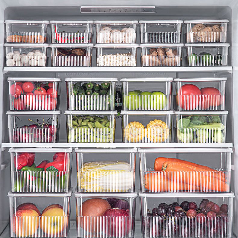 Pet Refrigerator Storage Box White Transparent Large Capacity Plastic Storage Box 3 Pieces Set Sealed Preservation Box