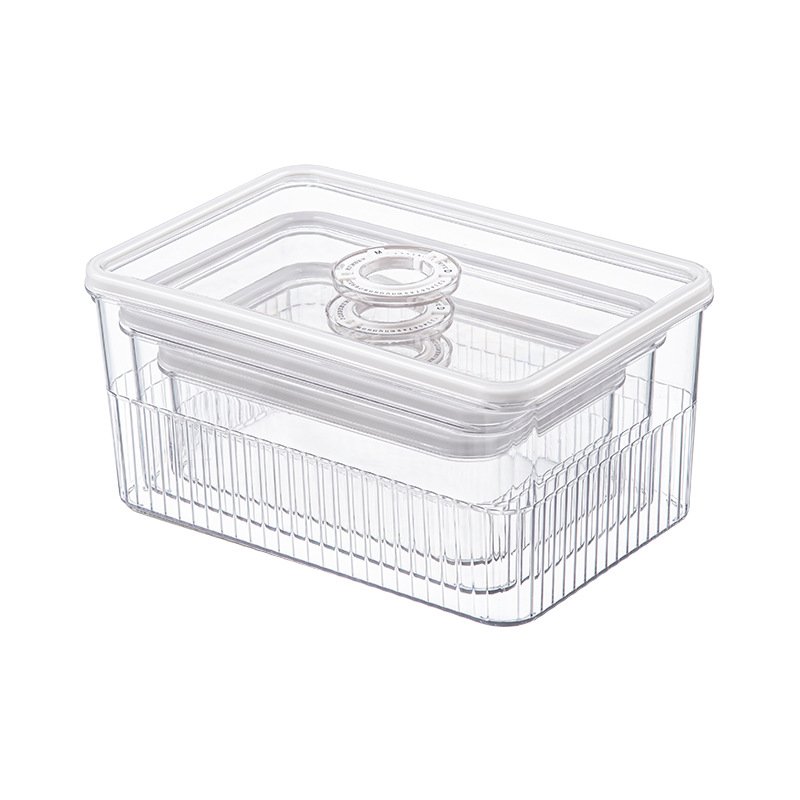 Pet Refrigerator Storage Box White Transparent Large Capacity Plastic Storage Box 3 Pieces Set Sealed Preservation Box