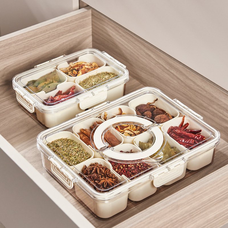 Sealed Food Storage Divided Serving Tray with Lid and Handle Snack and Food Containers