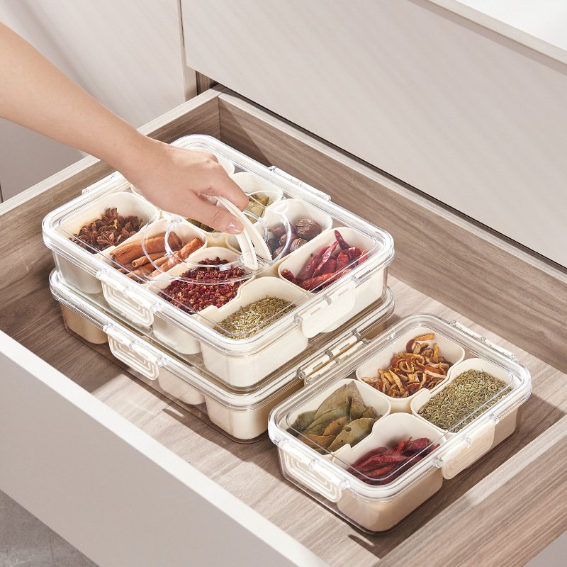 Sealed Food Storage Divided Serving Tray with Lid and Handle Snack and Food Containers