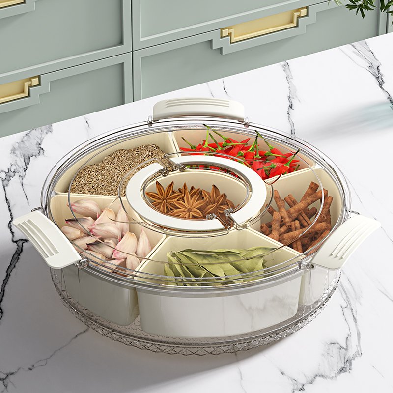 Hot New Modern 6-Cell Plastic Food Storage Container Rectangle PET Cover Handle Injection Refrigerator Storage 5kg Vegetables