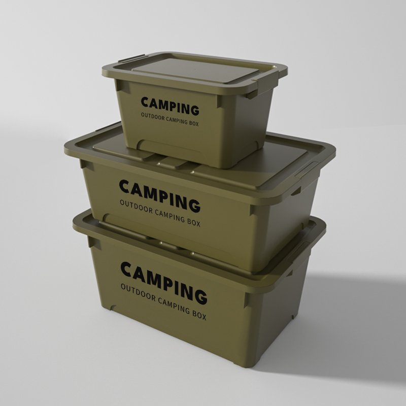 Camping Car Carry Plastic Storage Organizer Box With Lid Storage Box
