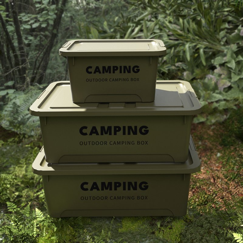 Camping Car Carry Plastic Storage Organizer Box With Lid Storage Box