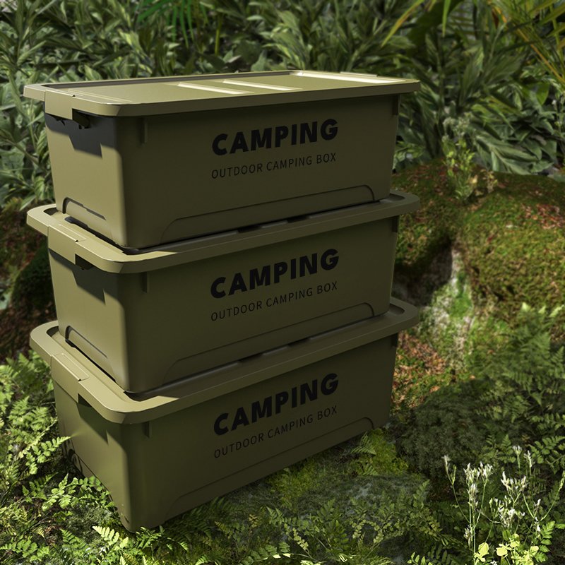Camping Car Carry Plastic Storage Organizer Box With Lid Storage Box