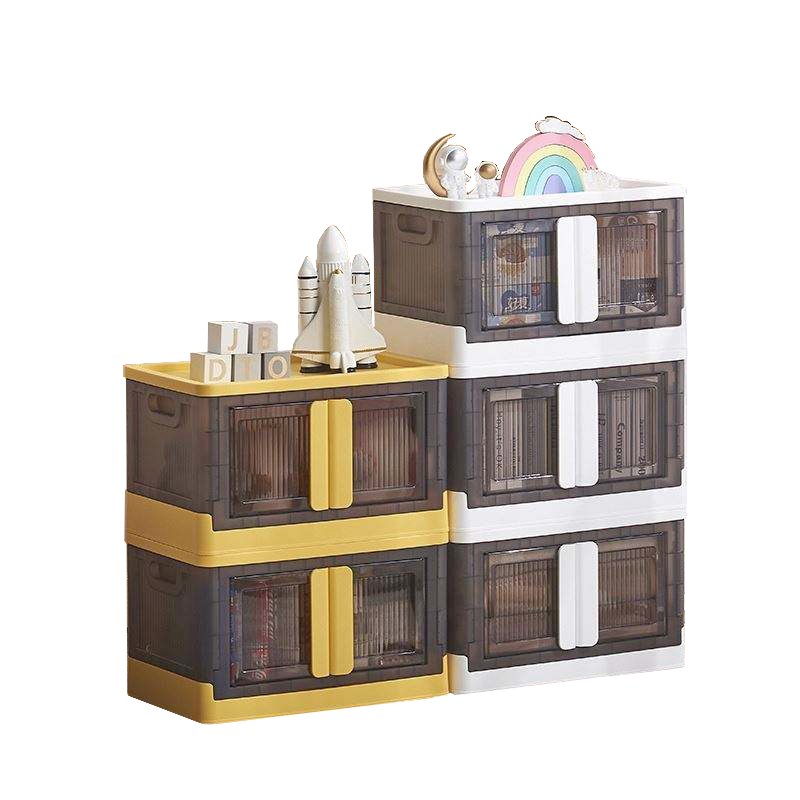 China Wholesale Plastic Folding Box Foldable Door Plastic Storage Box Lid Container With Wheels