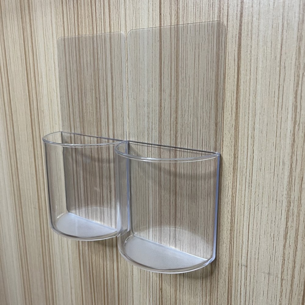 Remote Control Holder Wall Mount Damage-Free Clear Sticky Storage Box