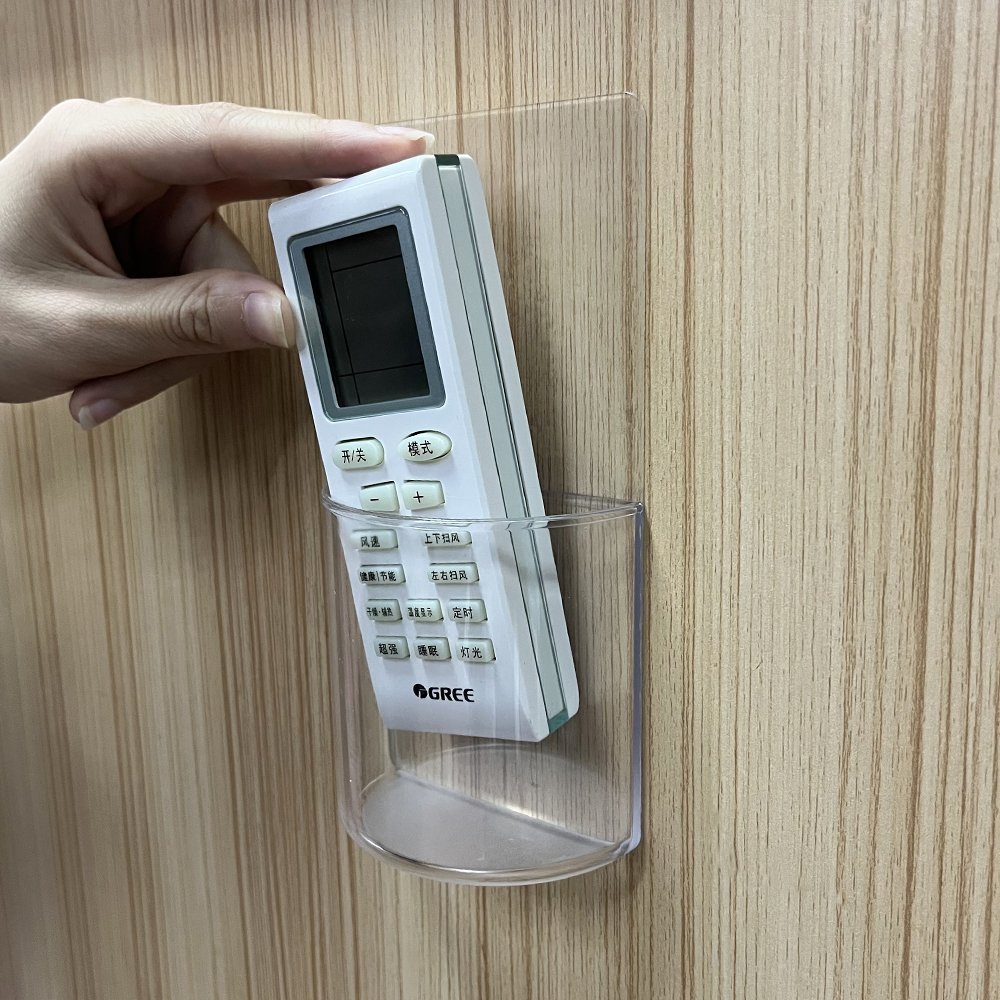Remote Control Holder Wall Mount Damage-Free Clear Sticky Storage Box