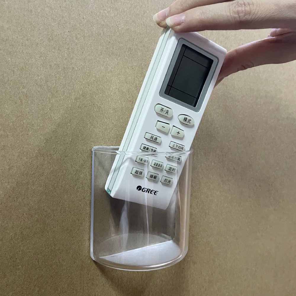 Remote Control Holder Wall Mount Damage-Free Clear Sticky Storage Box