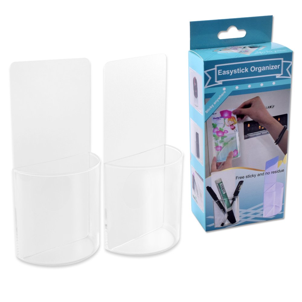 Remote Control Holder Wall Mount Damage-Free Clear Sticky Storage Box