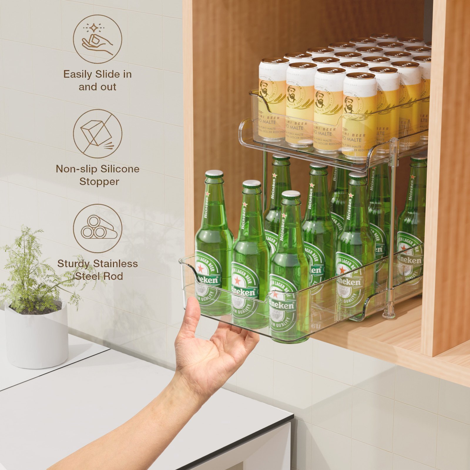 2 Layers Pull Out Things Transparent Cosmetics Storage Box Room Bathroom Storage Rack Under Sink Organizer For Home Desktop