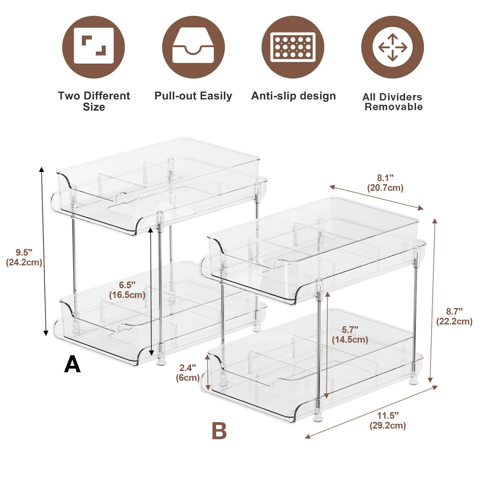2 Layers Pull Out Things Transparent Cosmetics Storage Box Room Bathroom Storage Rack Under Sink Organizer For Home Desktop