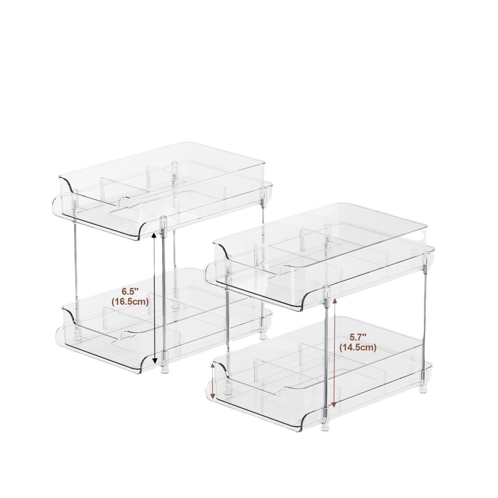 2 Layers Pull Out Things Transparent Cosmetics Storage Box Room Bathroom Storage Rack Under Sink Organizer For Home Desktop