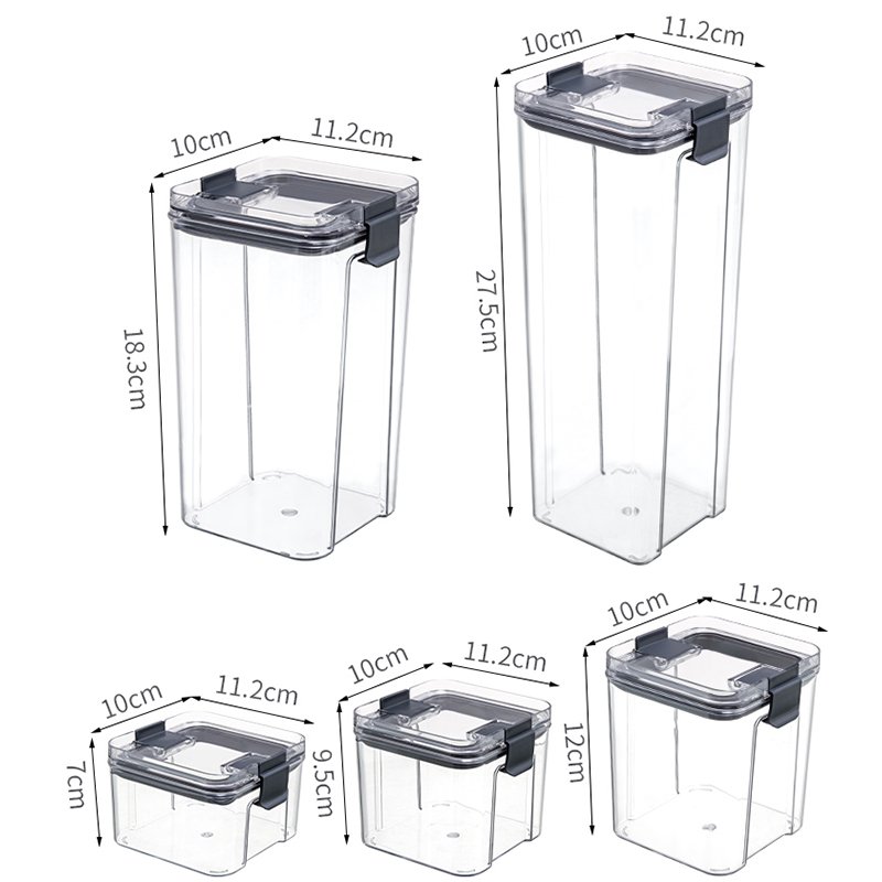 BPA Free Airtight Stackable Food Storage Containers PET Cereal Storage Containers 6 PCS Set Food Storage Boxes