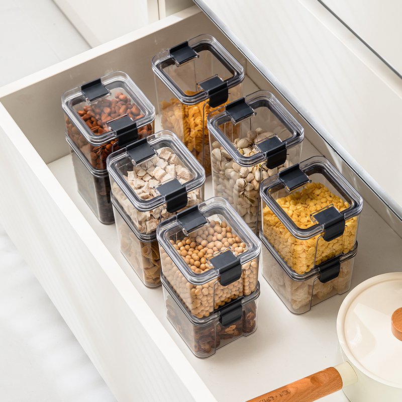 BPA Free Airtight Stackable Food Storage Containers PET Cereal Storage Containers 6 PCS Set Food Storage Boxes