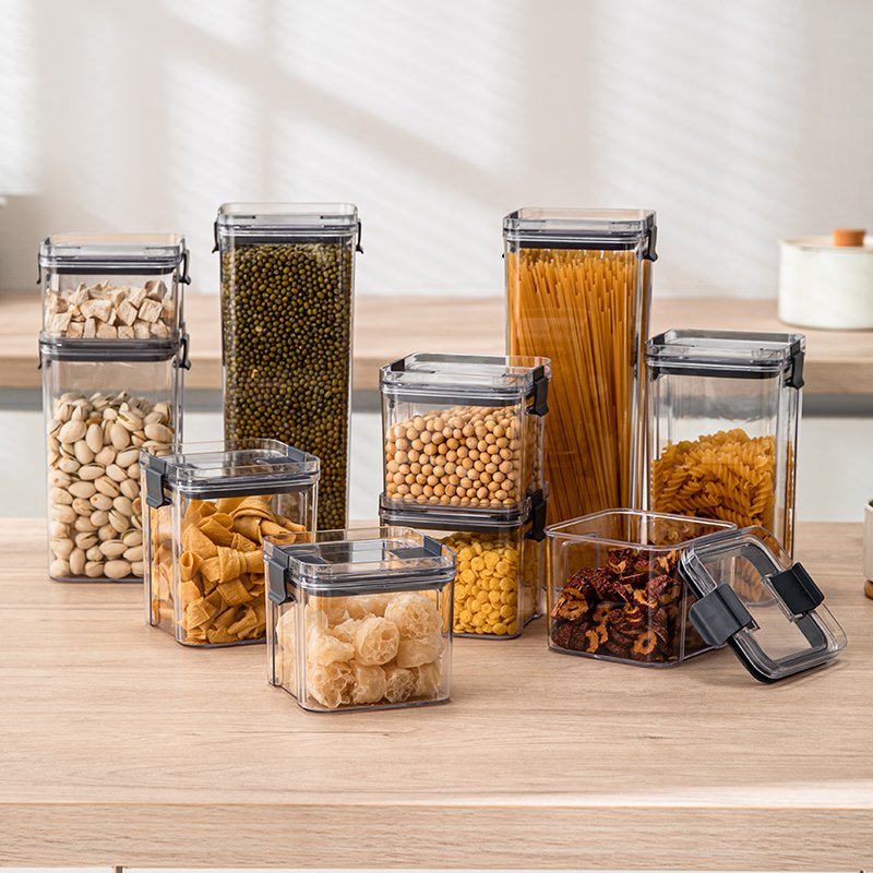 BPA Free Airtight Stackable Food Storage Containers PET Cereal Storage Containers 6 PCS Set Food Storage Boxes
