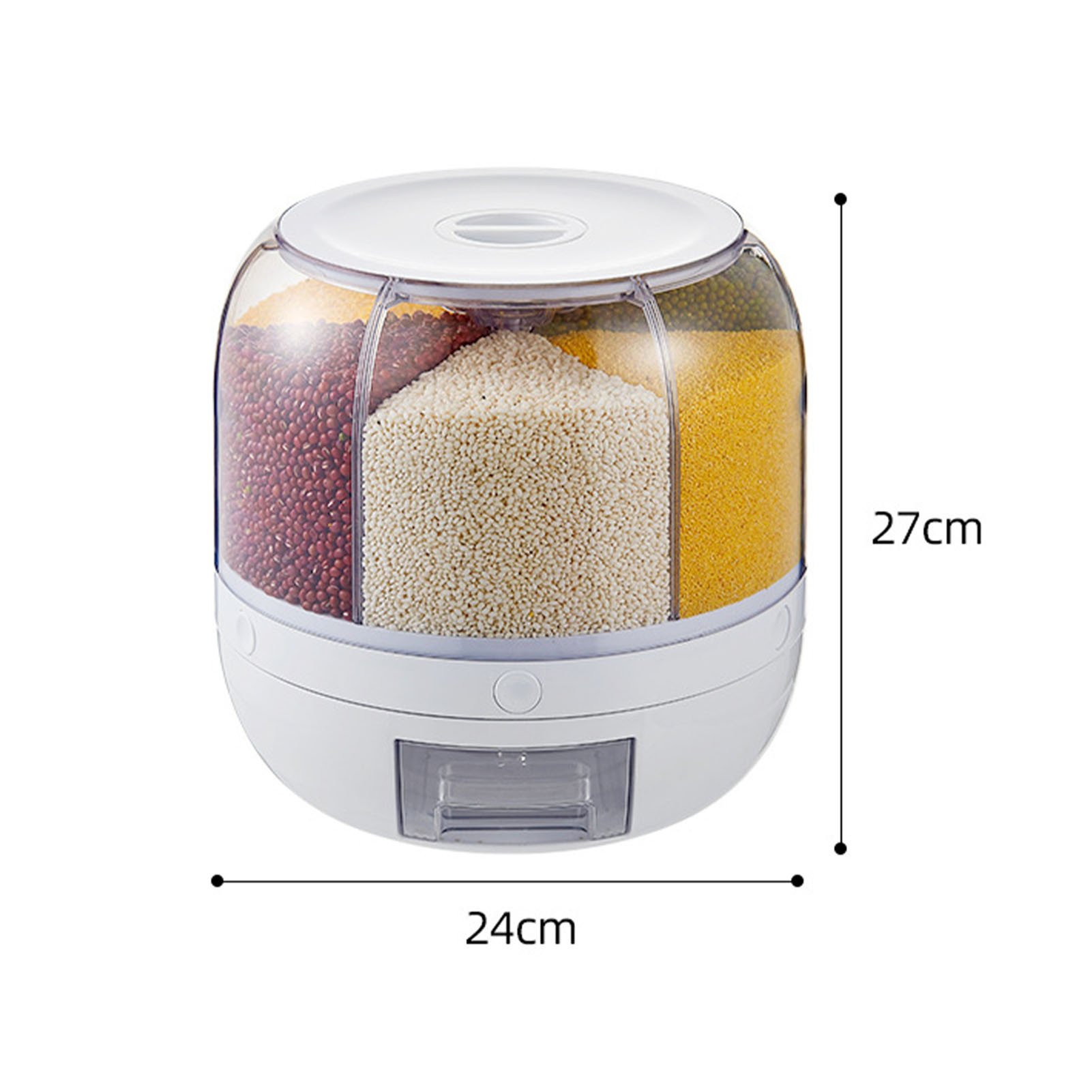 6 Square Round Rice Rotary Storage Container Dry Food Storage Box Large Food Dispenser Rice Bucket Kitchen Storage Boxes & Bins