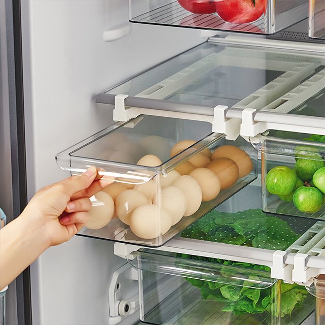 JILEN- Fridge Organizer Slide Under Shelf Drawer Box Rack Refrigerator Egg Vegetable Kitchen Fruit Food Storage Container