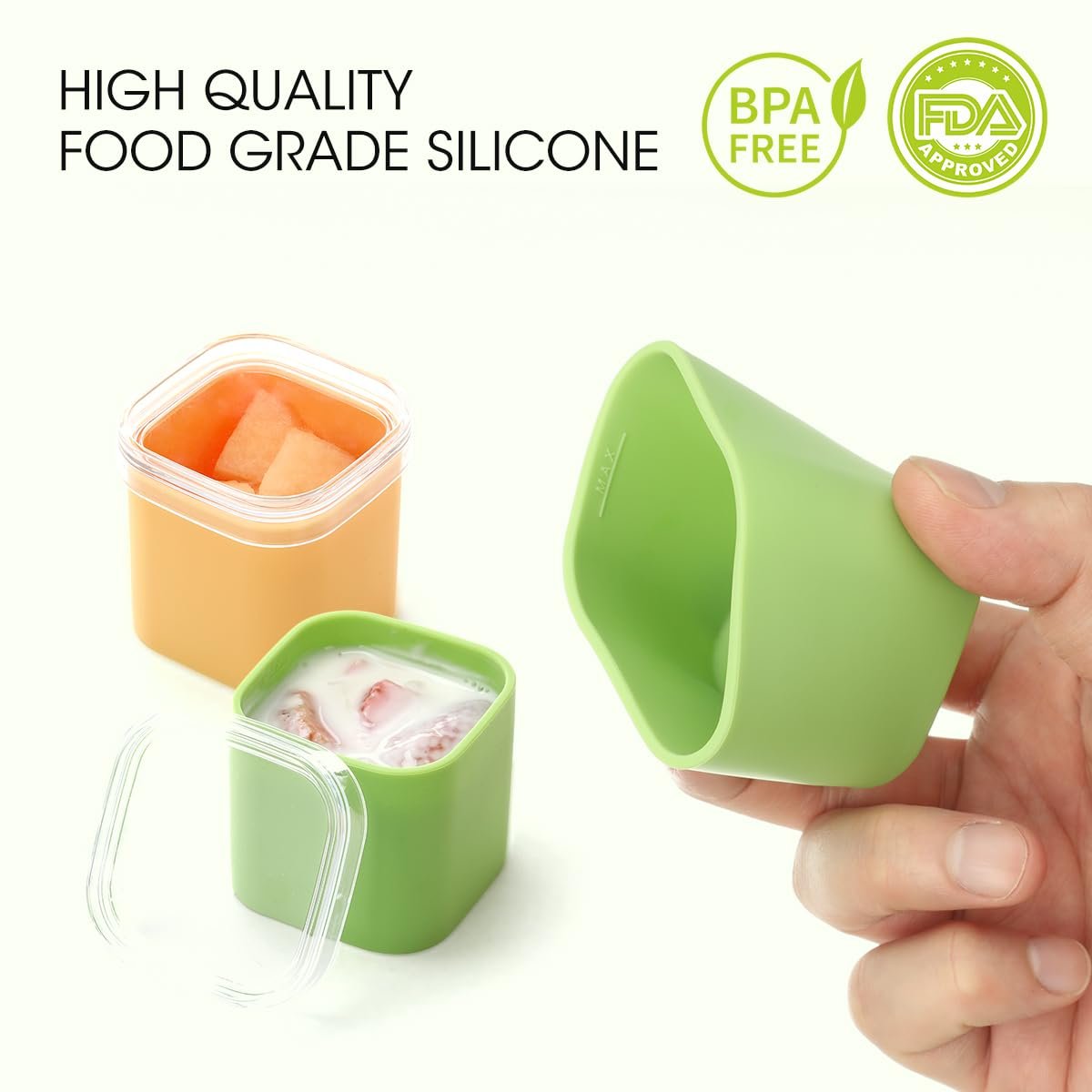 Wholesale Small Food Storage Containers Square Silicone Versatile Snack Lunch Box Dividers