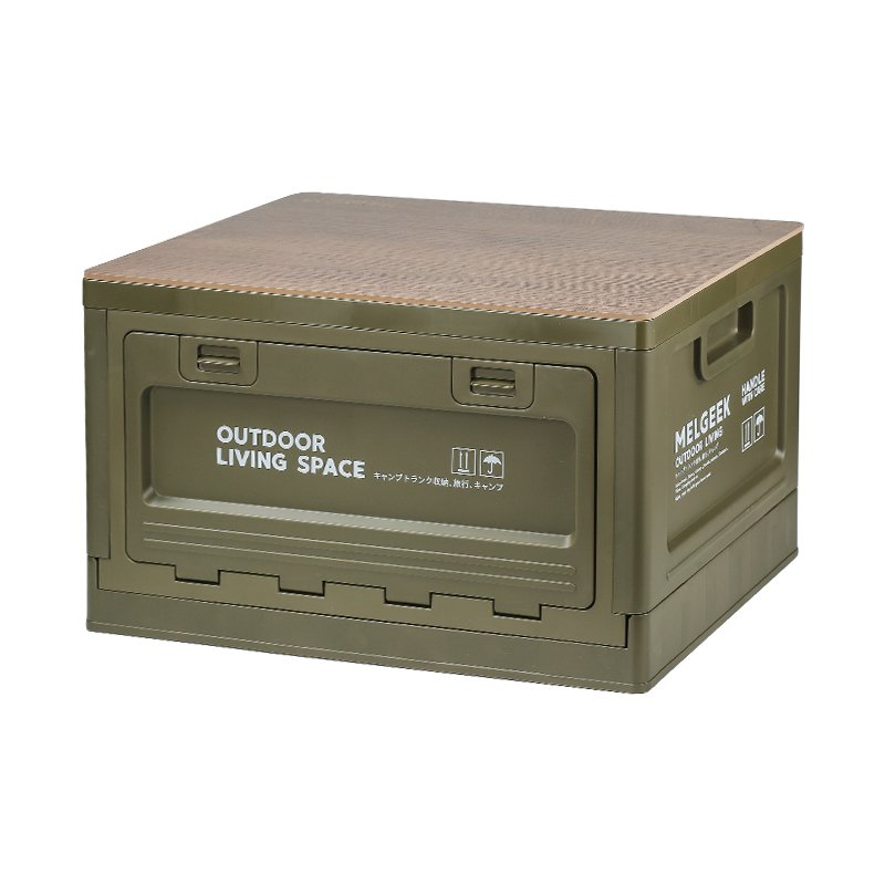 Large Capacity Collapsible Camping Storage Box With Wooden Lid For Camping Car Storage Home Sorting Short Trip