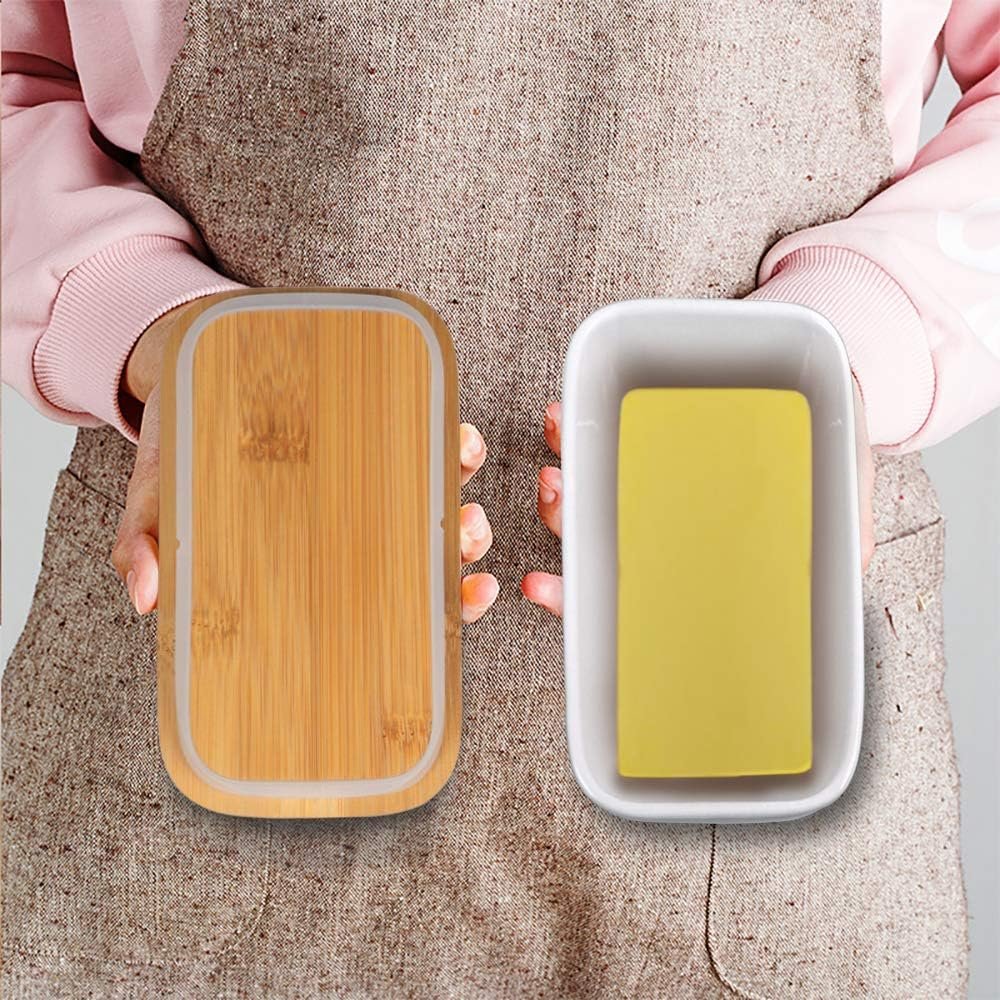 Hot Selling Eco Friendly Custom Ceramic Butter Dish with Lid for Countertop Butter Storage Box with Butter Knife