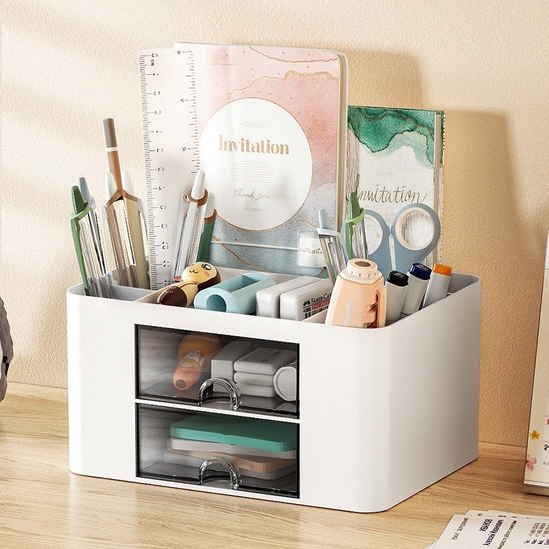 Hot Selling cosmetic Large Capacity Transparent Plastic Desktop Storage Box Modern Style Office Home Use Pen Holder Drawer