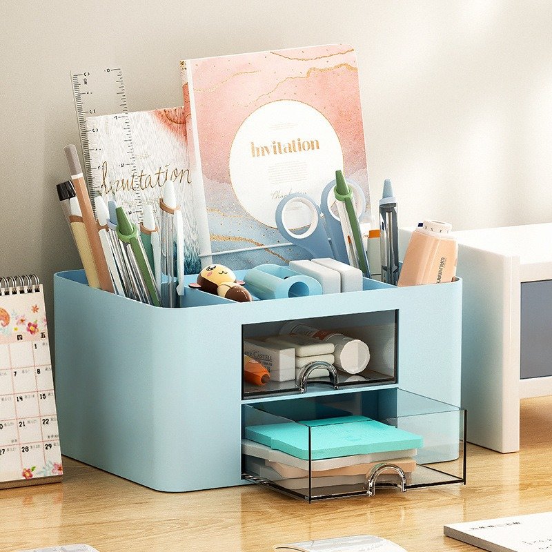 Hot Selling cosmetic Large Capacity Transparent Plastic Desktop Storage Box Modern Style Office Home Use Pen Holder Drawer