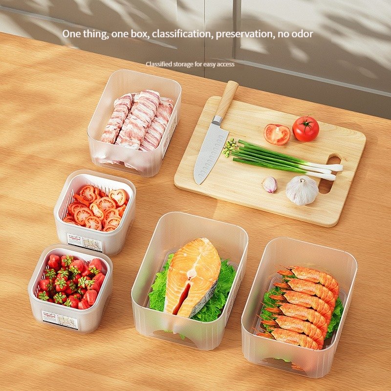 Wholesale Refrigerator Crisper Vegetable Fruits Fresh Food Storage Container Bins Fridge Storage Drain Fresh Keeping Box