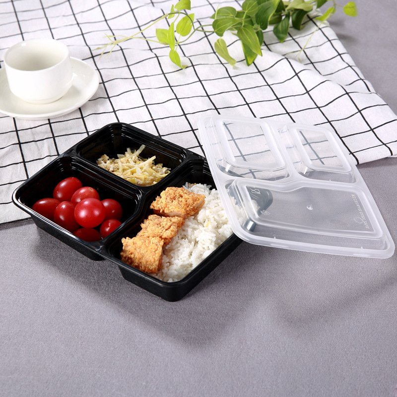 Eco-Friendly Wholesale 3 Compartment Meal Prep Disposable Food Containers with Lids Food Storage Containers