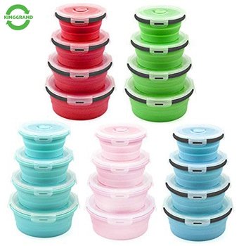 japanese recyclable food storage container silicone foldable lunch boxes food picks bento box for kids