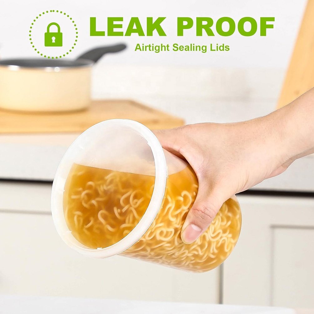 BPA Free Stackable Leakproof Microwave Freezer Safe Food Storage Containers 32 oz Slime Soup Plastic Deli Containers with Lids