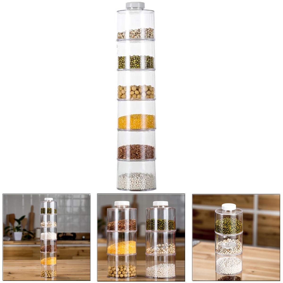 New Hot Selling Tower-Shaped Seasoning Jar Transparent Stackable Seasoning Bottle Spice Storage Box Tower Type