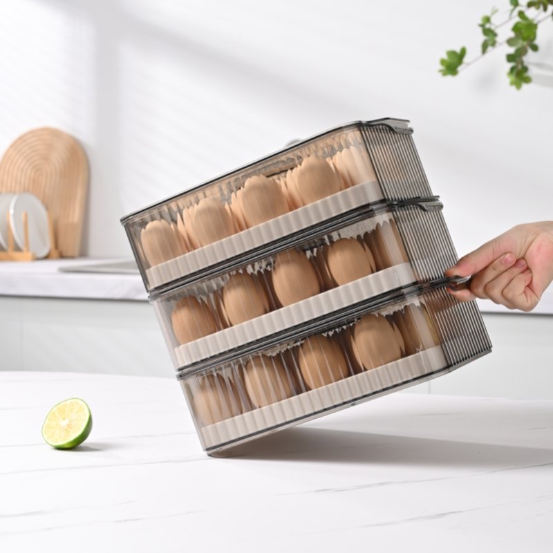 2023 new design clear fridge organization date record eggs storage box crisper box