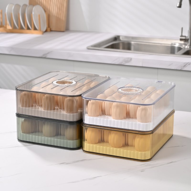 2023 new design clear fridge organization date record eggs storage box crisper box